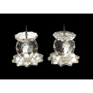 Set‎ Of 2 Swarovski Crystal Mini Stick Pin 1.5" Footed Candle Holders